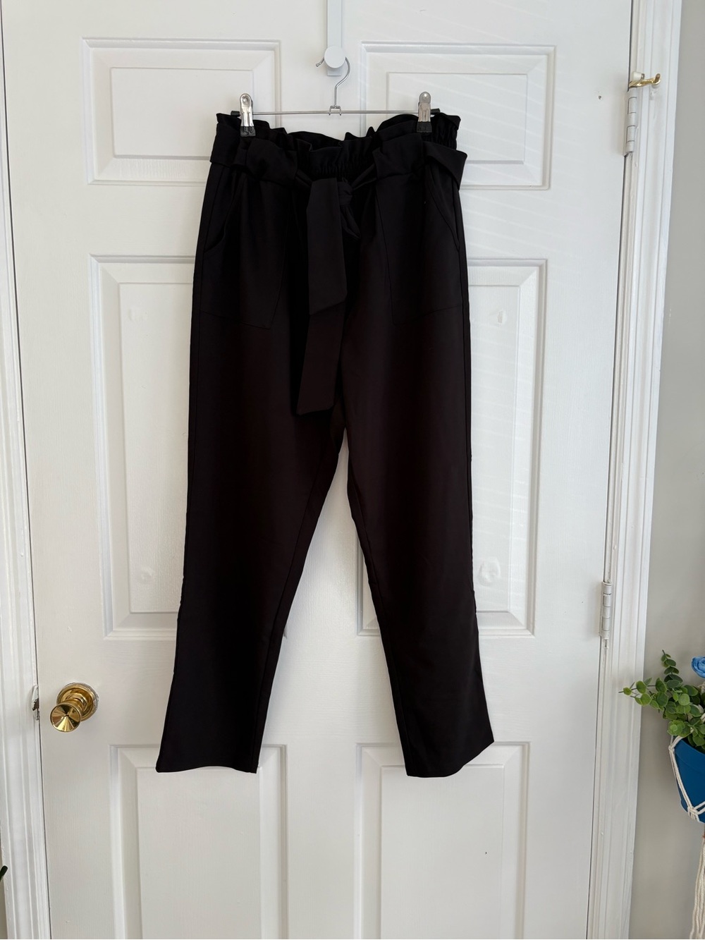 Anne Klein Black Paperbag Waist Tie Pants